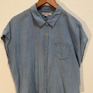 All Saints Light Blue Squares Button Up - M/10